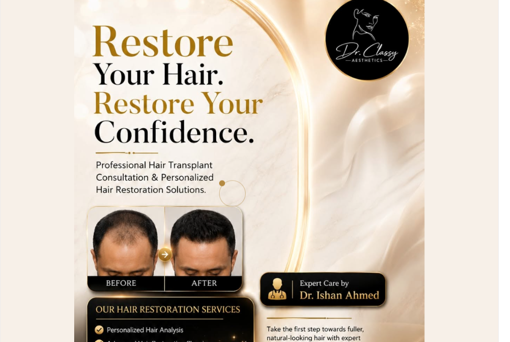 Hair regrowth treatment information from Dr. Classy Aesthetics Guwahati